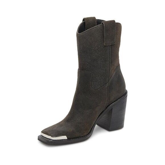 Dolce Vita Boots Falon Espresso Distressed Leather Heeled Ankle Booties